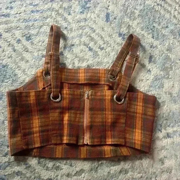 Honey punch plaid crop top size small - Picture 2 of 4